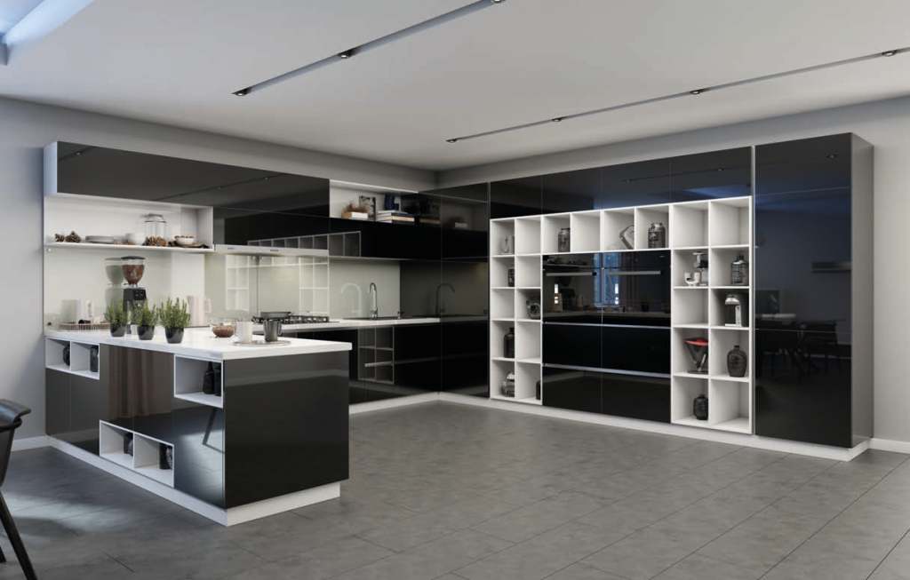Большой черный Кухонный гарнитур Alternative с широкой столешницей 1,2 м