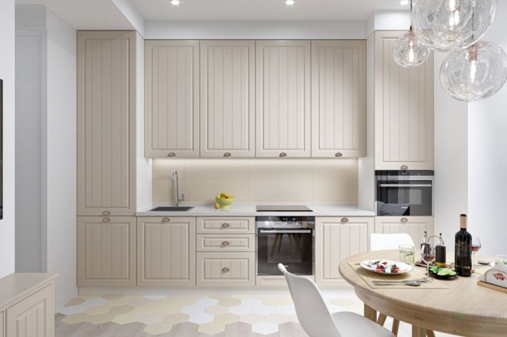 Классический Кухонный гарнитур Верона  бежевого цвета с фасадами в потолок